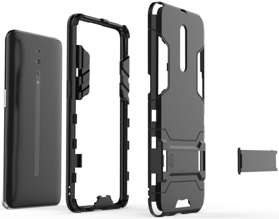 Oppo Reno Z Hybride Hoesje met Standaard Zwart afbeelding 2