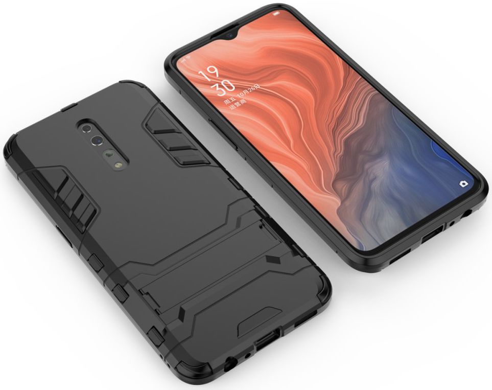 Oppo Reno Z Hybride Hoesje met Standaard Zwart afbeelding 4