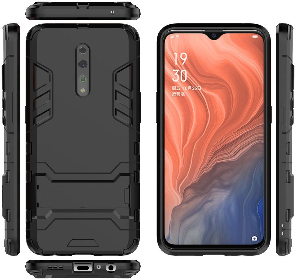 Oppo Reno Z Hybride Hoesje met Standaard Zwart afbeelding 6