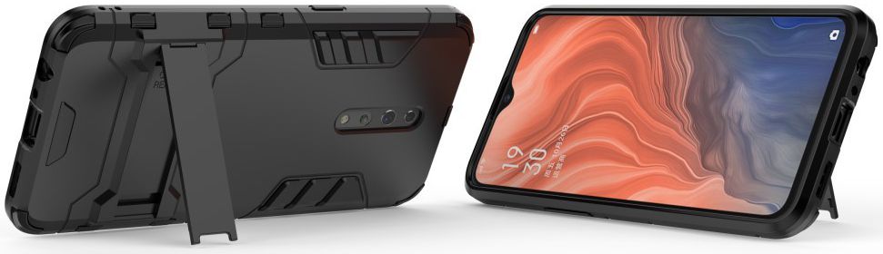 Oppo Reno Z Hybride Hoesje met Standaard Zwart afbeelding 7
