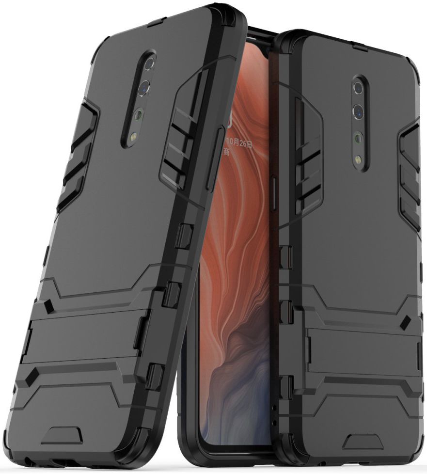 Oppo Reno Z Hybride Hoesje met Standaard Zwart afbeelding 9