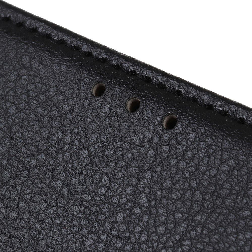 LG K40 Lychee Portemonnee Hoesje met Standaard Zwart afbeelding 6