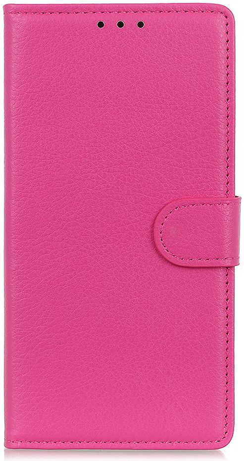 LG K40 Lychee Portemonnee Hoesje met Standaard Roze afbeelding 1