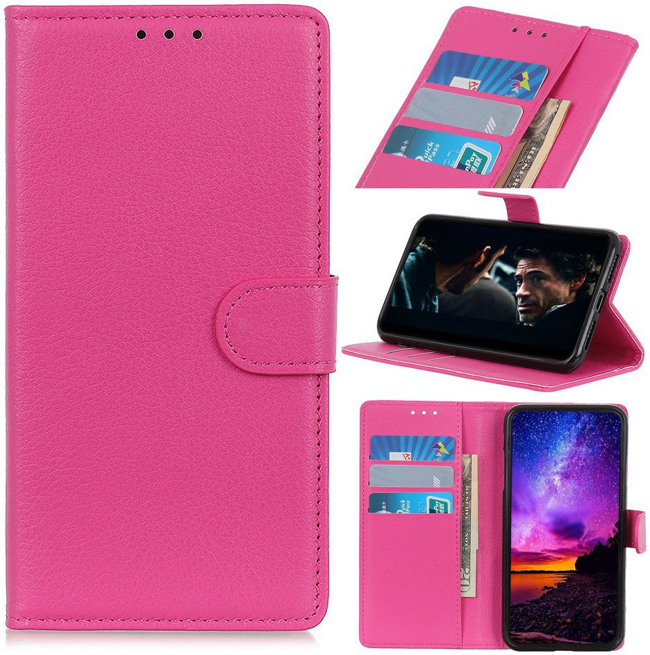 LG K40 Lychee Portemonnee Hoesje met Standaard Roze afbeelding 12