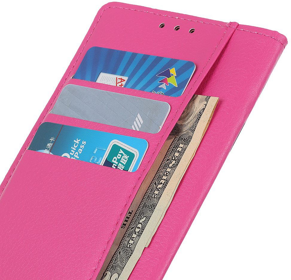 LG K40 Lychee Portemonnee Hoesje met Standaard Roze afbeelding 8