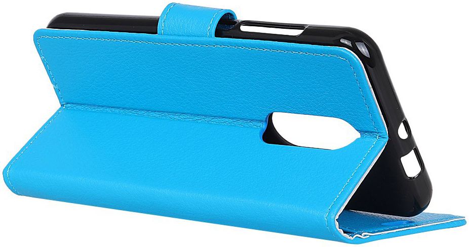 LG K40 Lychee Portemonnee Hoesje met Standaard Blauw afbeelding 10