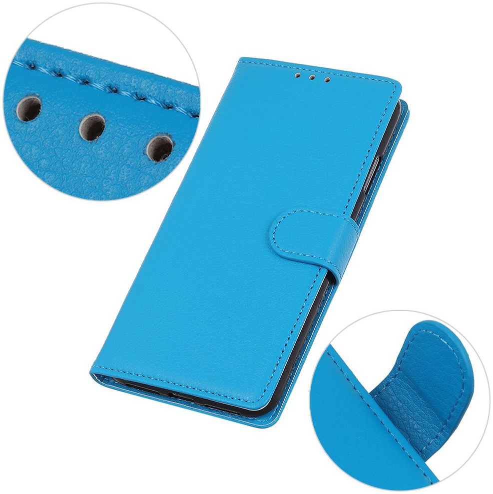 LG K40 Lychee Portemonnee Hoesje met Standaard Blauw afbeelding 4