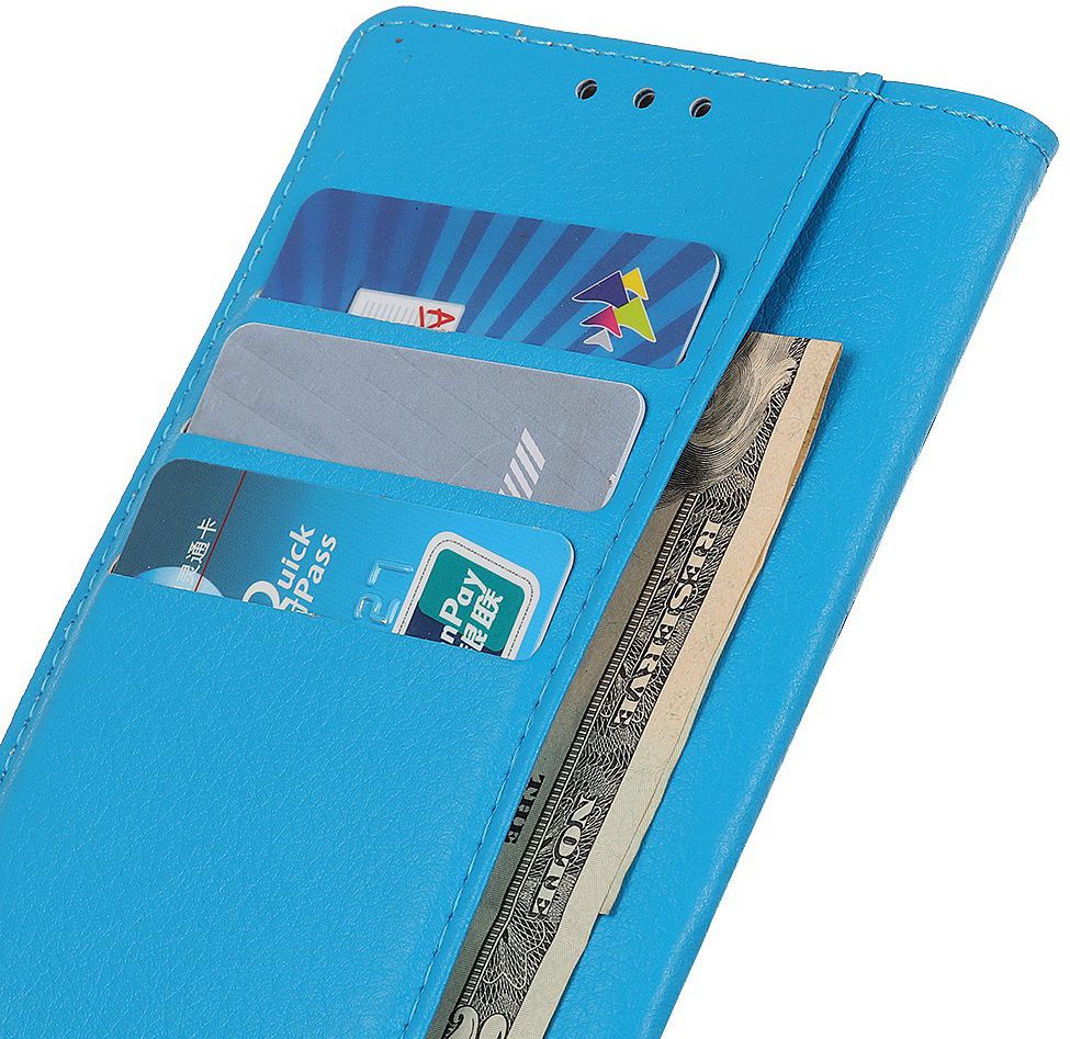 LG K40 Lychee Portemonnee Hoesje met Standaard Blauw afbeelding 8
