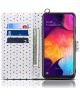 Samsung Galaxy A50 Book Case Hoesje Retro Dots Wallet Kunst Leer Roze
