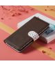 Samsung Galaxy A50 Book Case Hoesje Retro Dots Wallet Kunst Leer Bruin