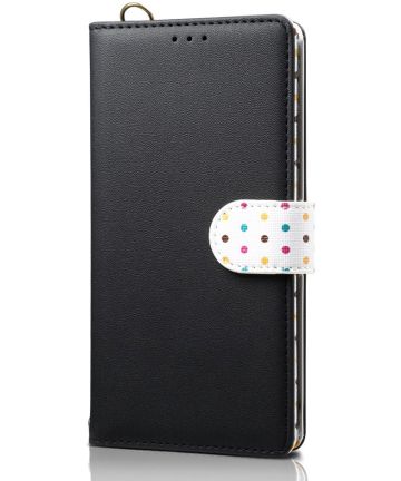 Samsung Galaxy Note 10 Plus Retro Dots Portemonnee Hoesje Zwart Hoesjes