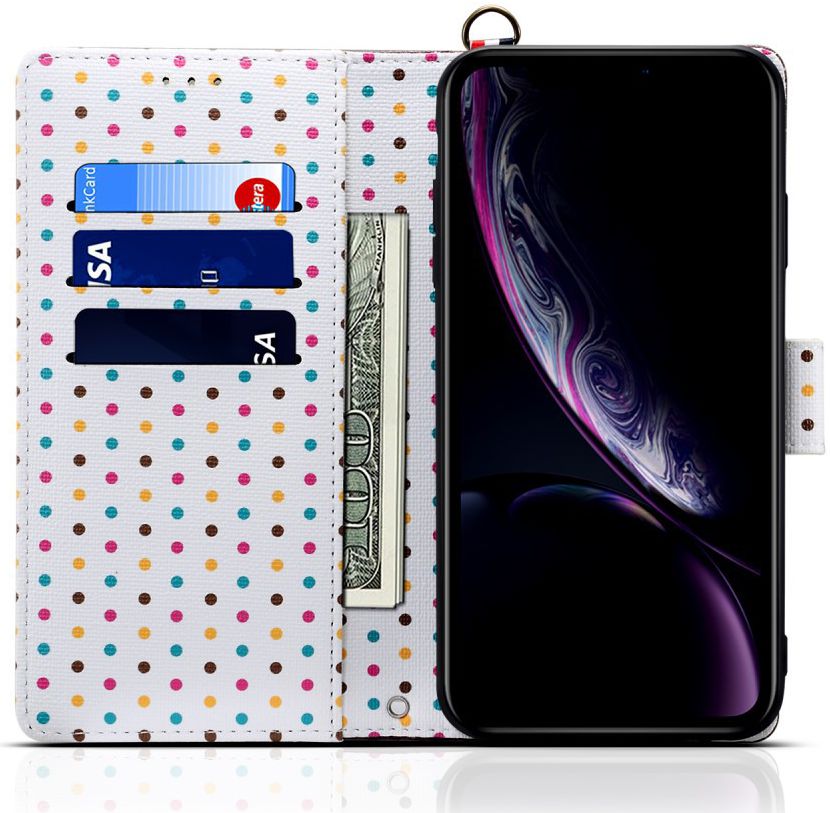 Samsung Galaxy Note 10 Plus Retro Dots Portemonnee Hoesje Zwart afbeelding 2