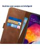 Rosso Deluxe Samsung Galaxy A70 Hoesje Echt Leer Book Case Bruin