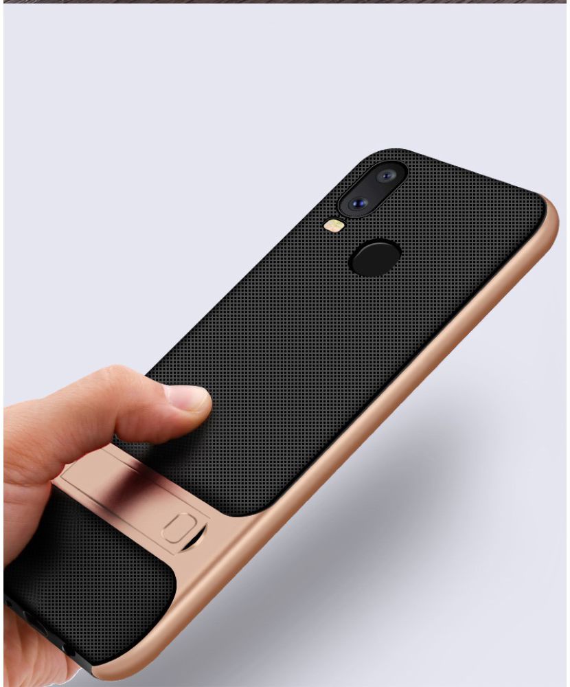 Samsung Galaxy A40 Stijlvol Hybride Kickstand Hoesje Goud afbeelding 15