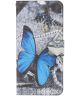 Samsung Galaxy A40 Portemonnee Hoesje met Print Blauwe Vlinder