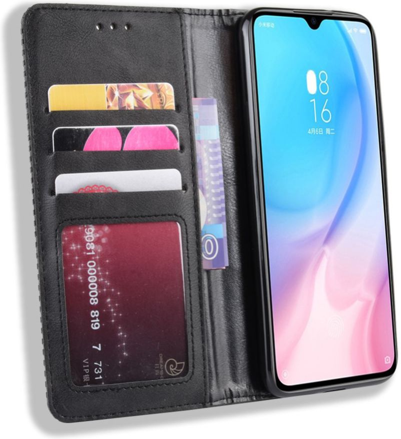 Xiaomi Mi A3 Vintage Portemonnee Hoesje Zwart afbeelding 2
