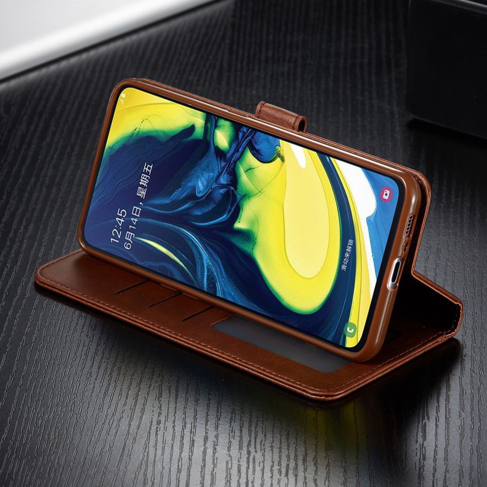 Samsung Galaxy A80 Stand Portemonnee Bookcase Hoesje Donkerbruin afbeelding 13