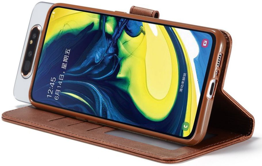 Samsung Galaxy A80 Stand Portemonnee Bookcase Hoesje Donkerbruin afbeelding 4