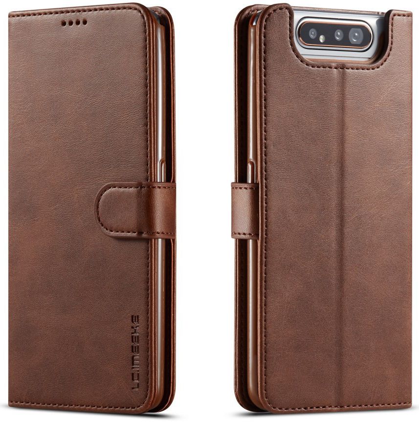 Samsung Galaxy A80 Stand Portemonnee Bookcase Hoesje Donkerbruin afbeelding 2