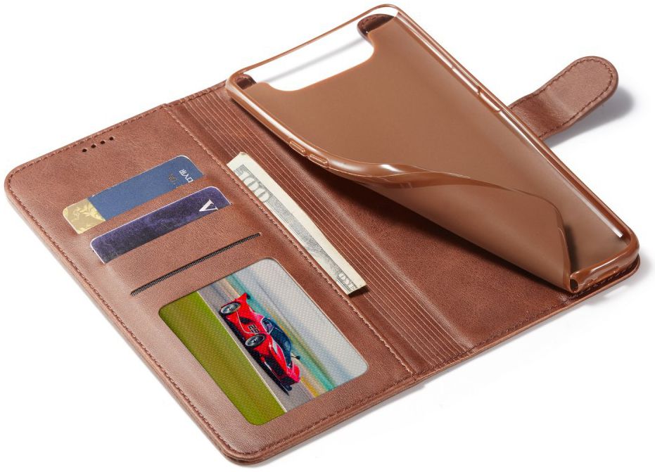 Samsung Galaxy A80 Stand Portemonnee Bookcase Hoesje Donkerbruin afbeelding 5