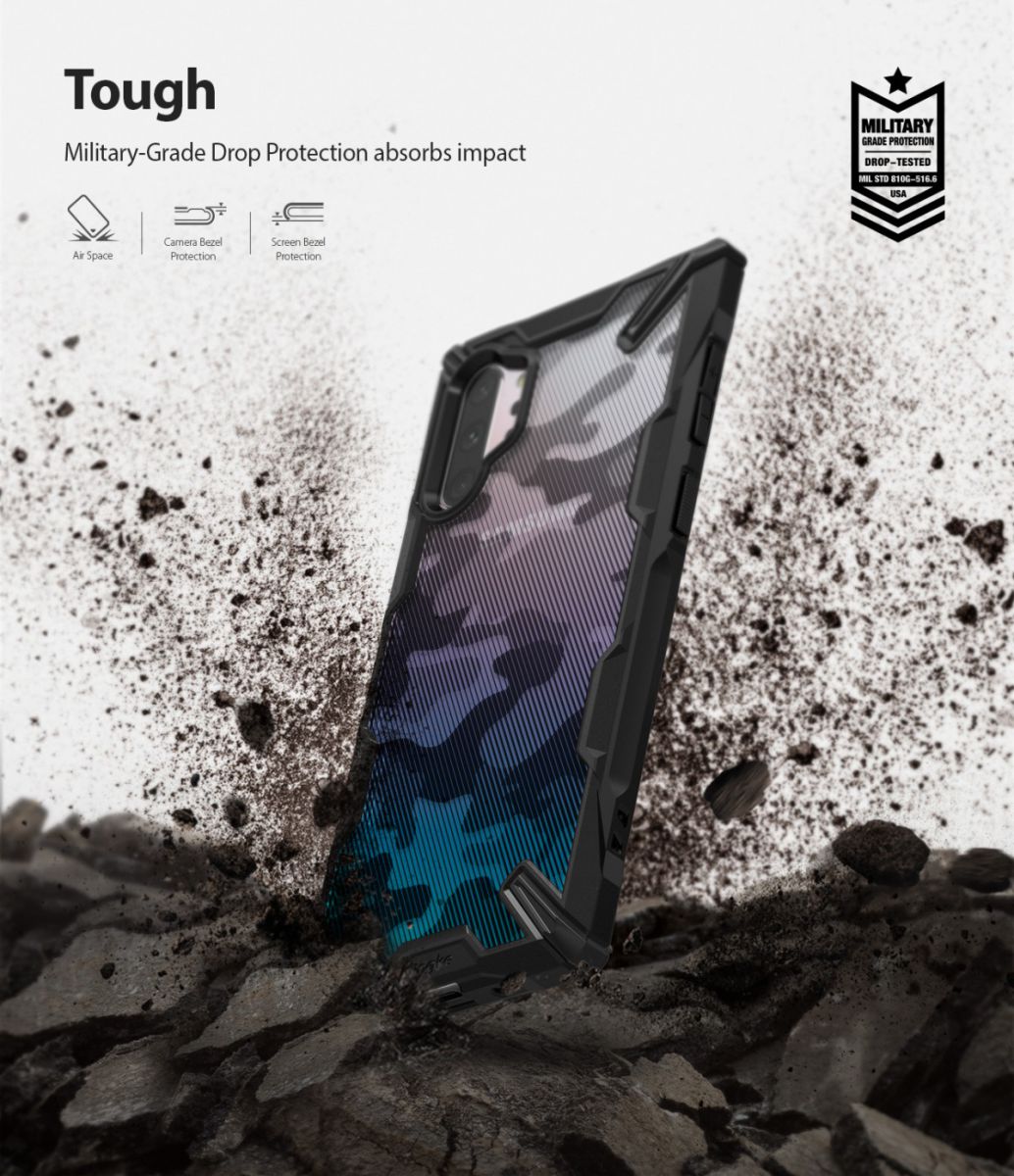 Ringke Fusion X Samsung Galaxy Note 10 Plus Hoesje Camo Black afbeelding 2