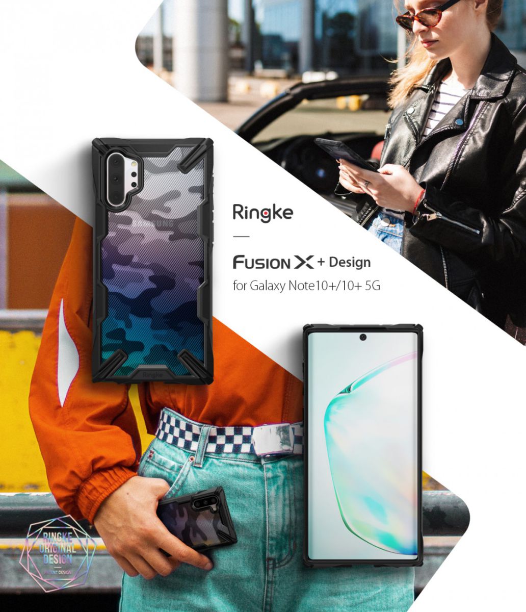 Ringke Fusion X Samsung Galaxy Note 10 Plus Hoesje Camo Black afbeelding 9