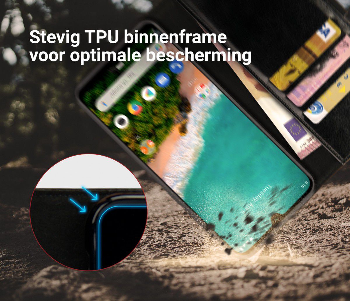 Rosso Element Xiaomi Mi A3 Hoesje Book Cover Zwart afbeelding 6