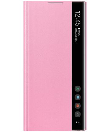 Samsung Galaxy Note 10 Clear View Stand Cover Roze Hoesjes