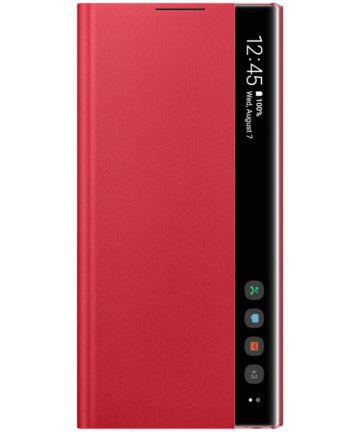 Samsung Galaxy Note 10 Clear View Stand Cover Rood Hoesjes