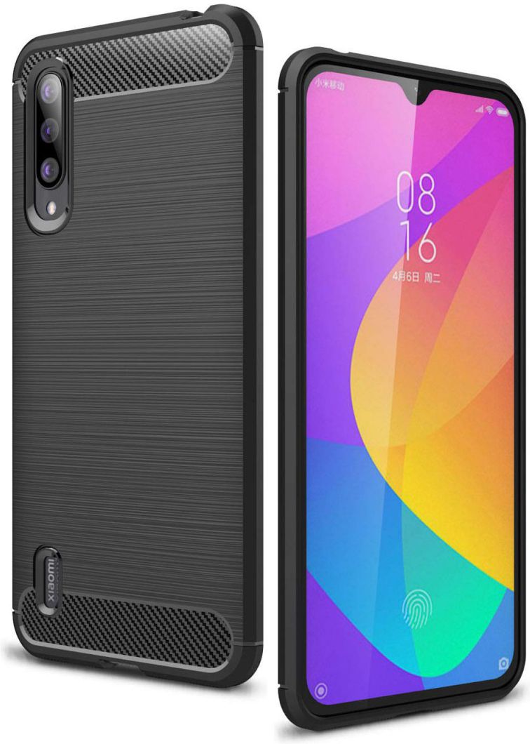 Xiaomi Mi A3 Geborsteld TPU Hoesje Zwart afbeelding 1