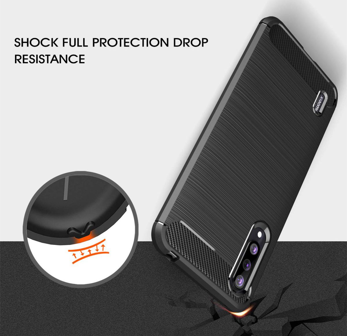Xiaomi Mi A3 Geborsteld TPU Hoesje Zwart afbeelding 5
