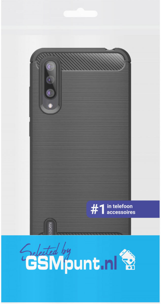Xiaomi Mi A3 Geborsteld TPU Hoesje Zwart afbeelding 2