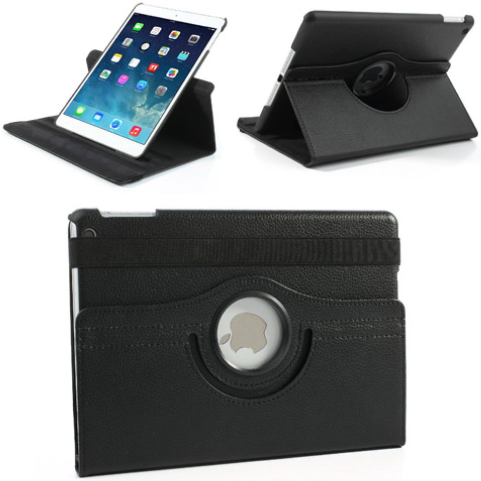 Apple iPad Air Rotary Leather Stand Cover Zwart afbeelding 2