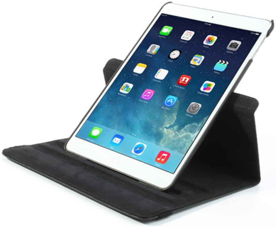 Apple iPad Air Rotary Leather Stand Cover Zwart afbeelding 3