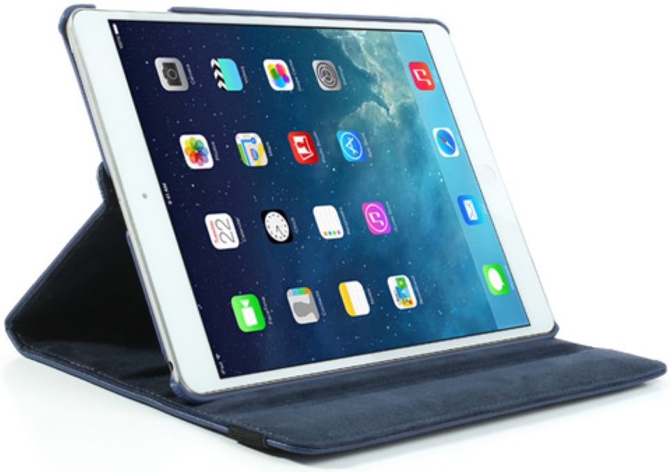 Apple iPad Air Rotary Leather Stand Cover Blauw afbeelding 2