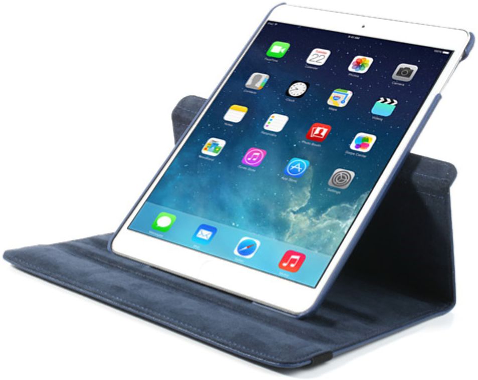 Apple iPad Air Rotary Leather Stand Cover Blauw afbeelding 6