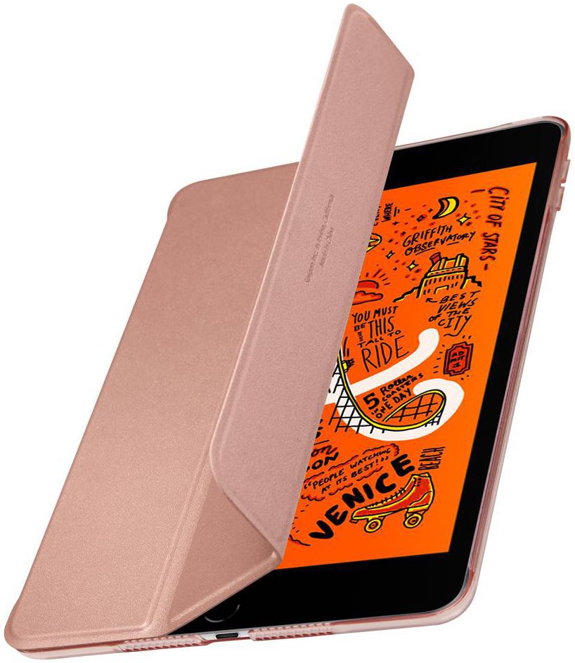 Spigen Smart Fold Hoesje met Standaard Apple iPad Mini 5 Roze Goud afbeelding 12