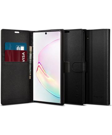 Spigen Wallet S Flip Hoesje Samsung Galaxy Note 10 Zwart Hoesjes