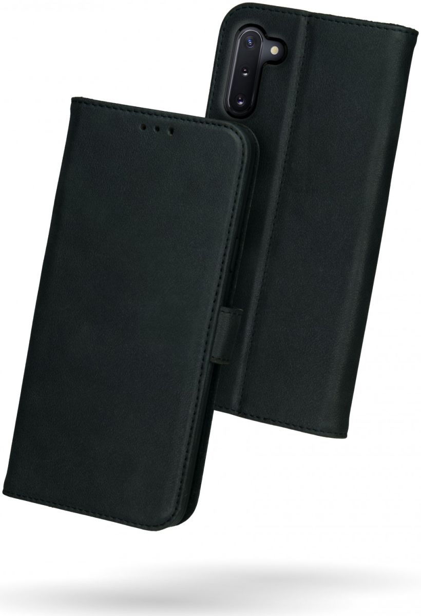 Rosso Deluxe Samsung Galaxy Note 10 Hoesje Echt Leer Book Case Zwart afbeelding 2