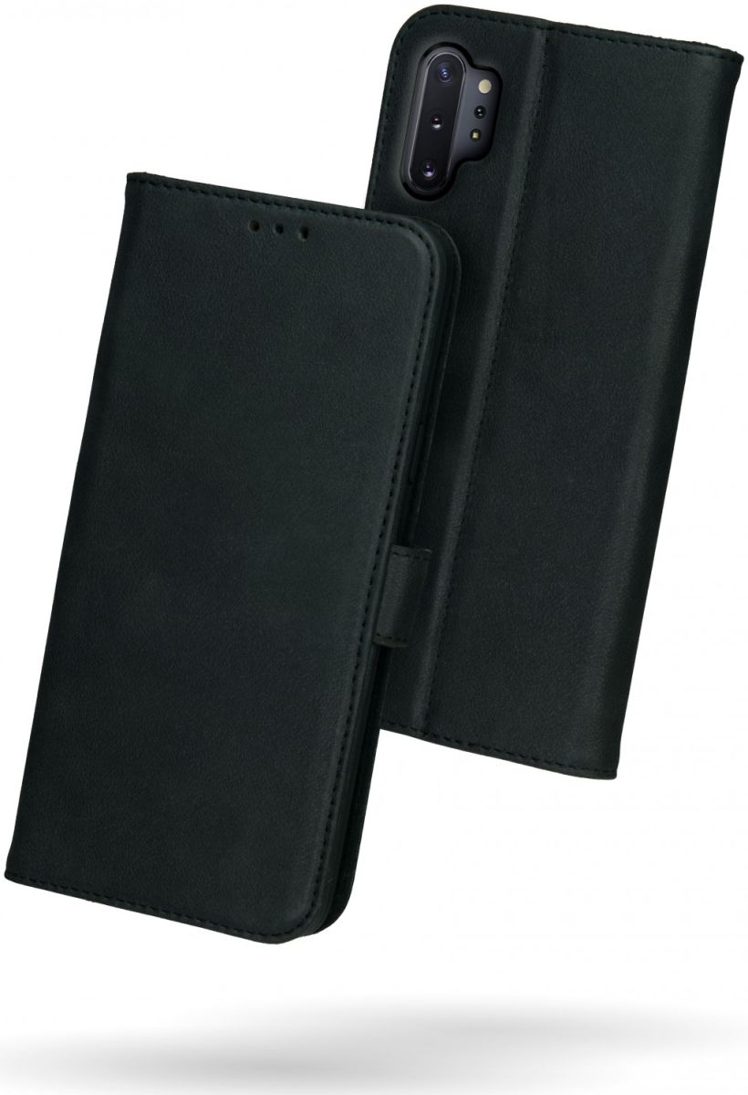 Rosso Deluxe Galaxy Note 10 Plus Hoesje Echt Leer Book Case Zwart afbeelding 2
