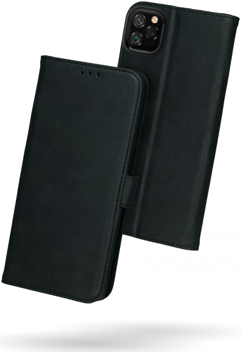 Rosso Deluxe Apple iPhone 11 Pro Hoesje Echt Leer Book Case Zwart afbeelding 2
