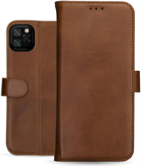 Rosso Deluxe Apple iPhone 11 Pro Hoesje Echt Leer Book Case Bruin afbeelding 12