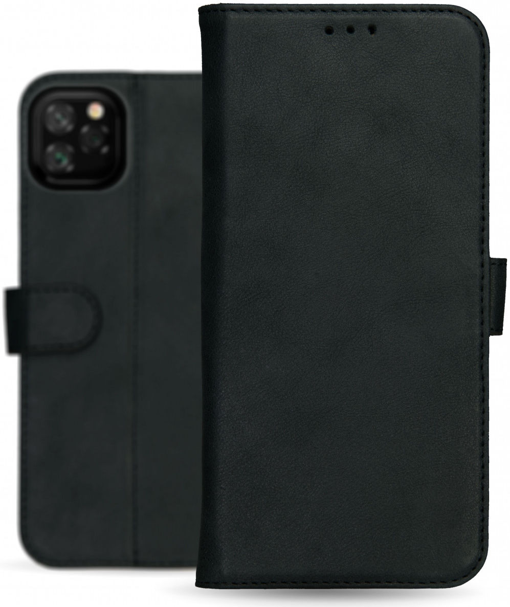 Rosso Deluxe Apple iPhone 11 Pro Max Hoesje Echt Leer Book Case Zwart afbeelding 10