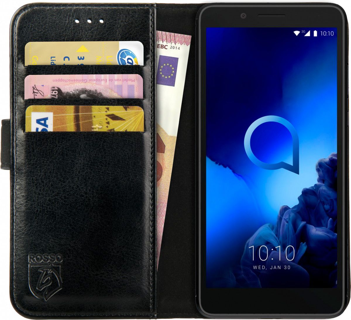 Rosso Element Alcatel 1C (2019) Hoesje Book Cover Zwart afbeelding 1