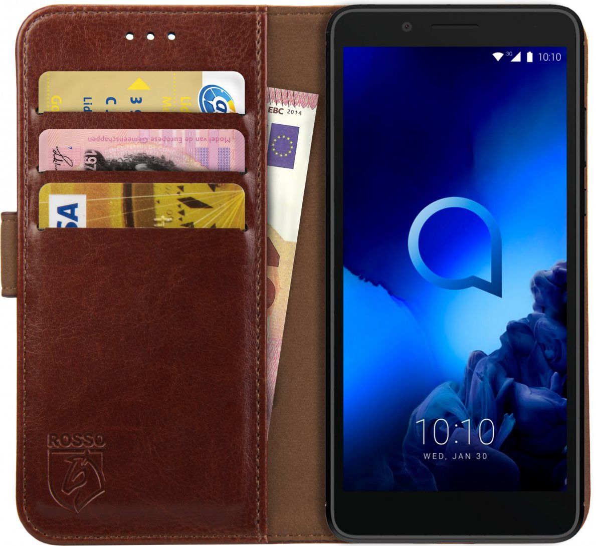 Rosso Element Alcatel 1C (2019) Hoesje Book Cover Bruin afbeelding 1