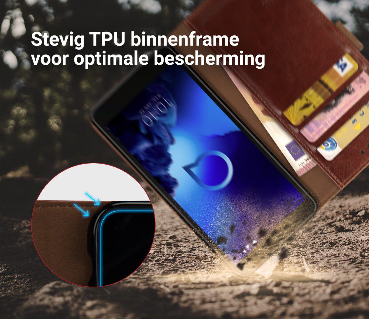 Rosso Element Alcatel 1C (2019) Hoesje Book Cover Bruin afbeelding 6