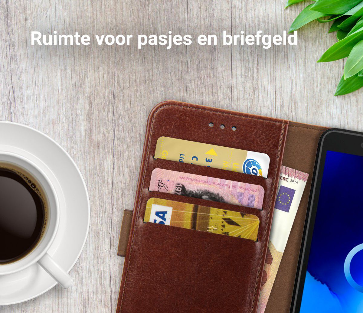 Rosso Element Alcatel 1C (2019) Hoesje Book Cover Bruin afbeelding 8
