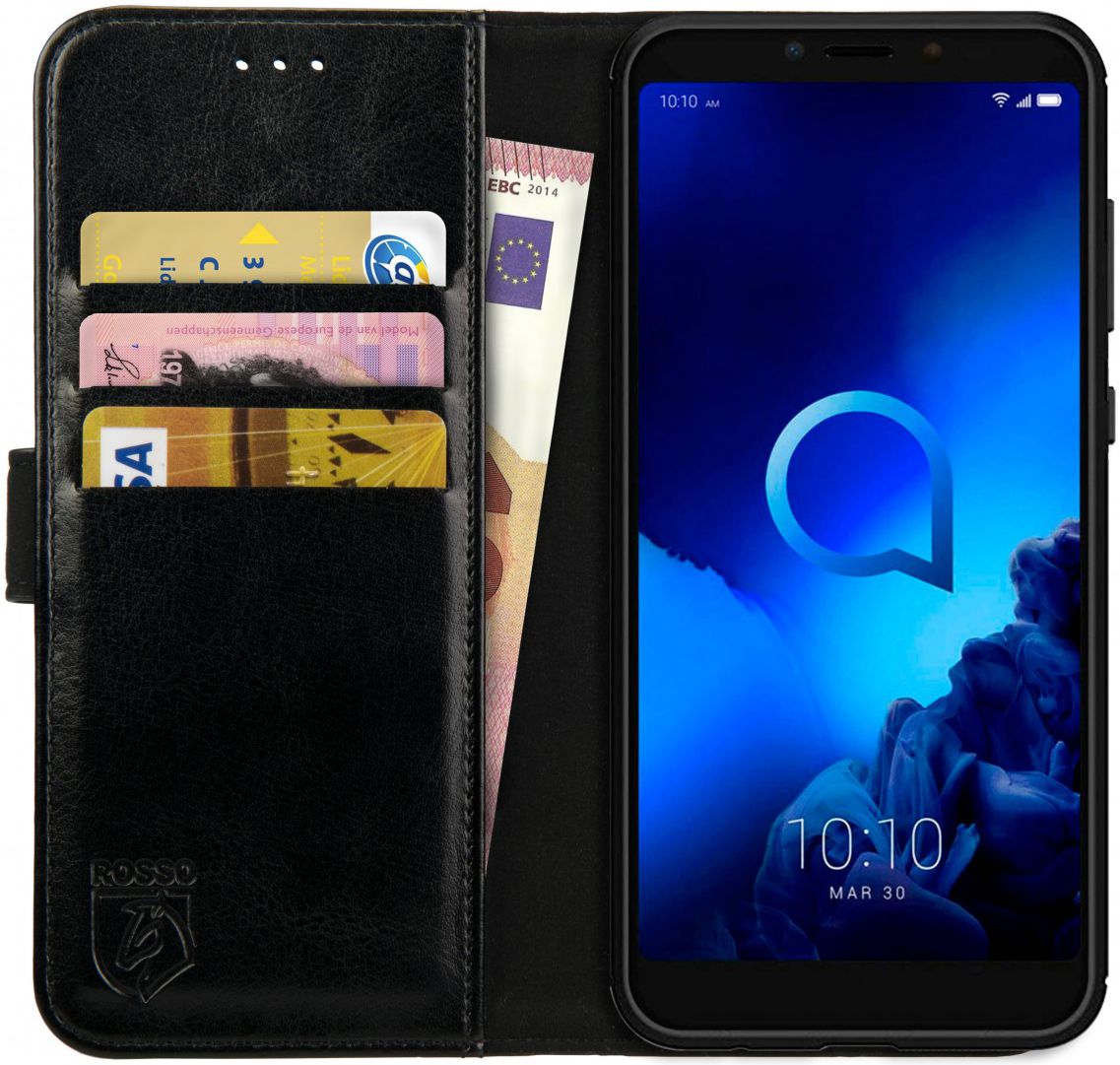 Rosso Element Alcatel 1S (2019) Hoesje Book Cover Zwart afbeelding 1