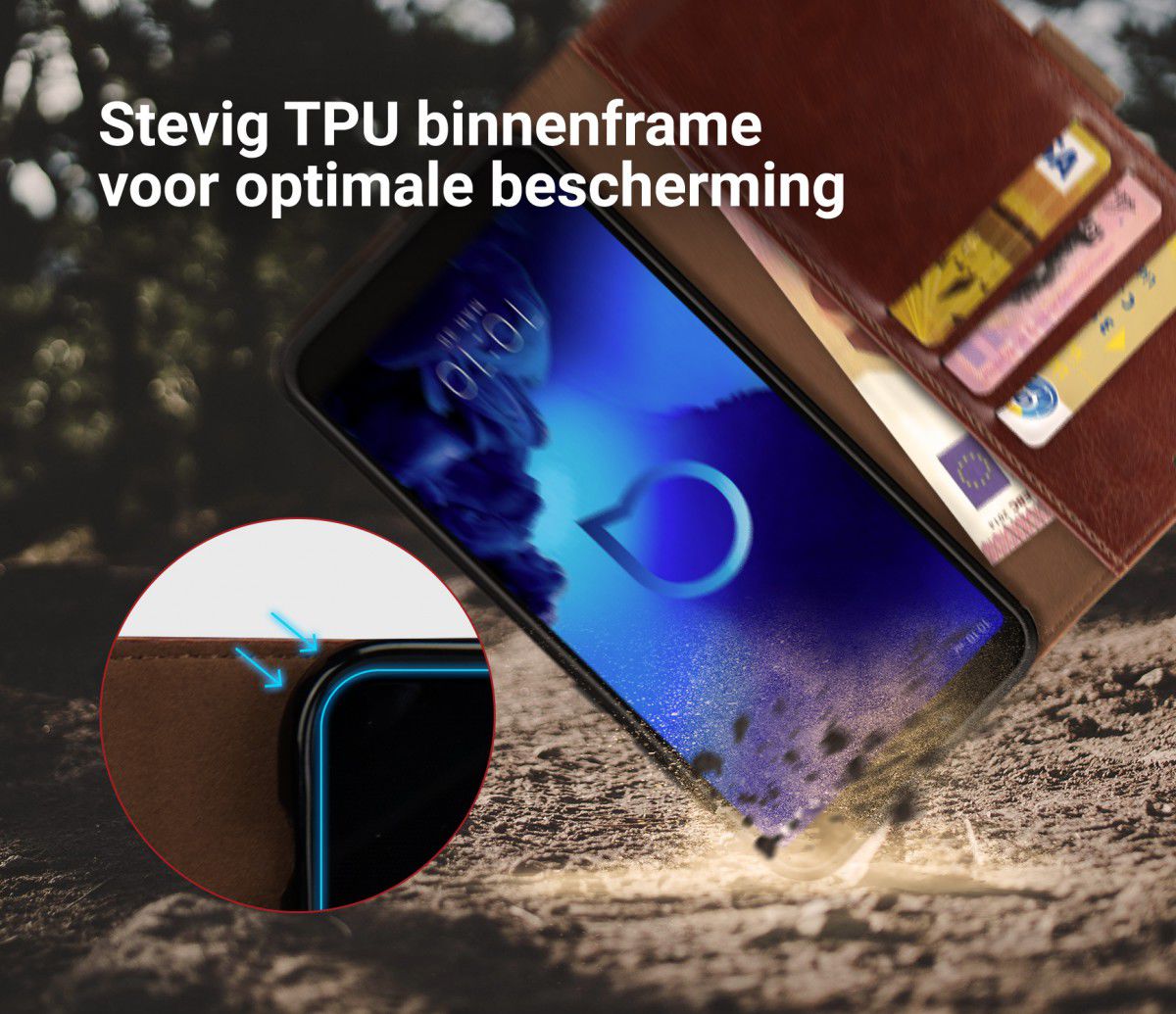 Rosso Element Alcatel 1S (2019) Hoesje Book Cover Bruin afbeelding 6
