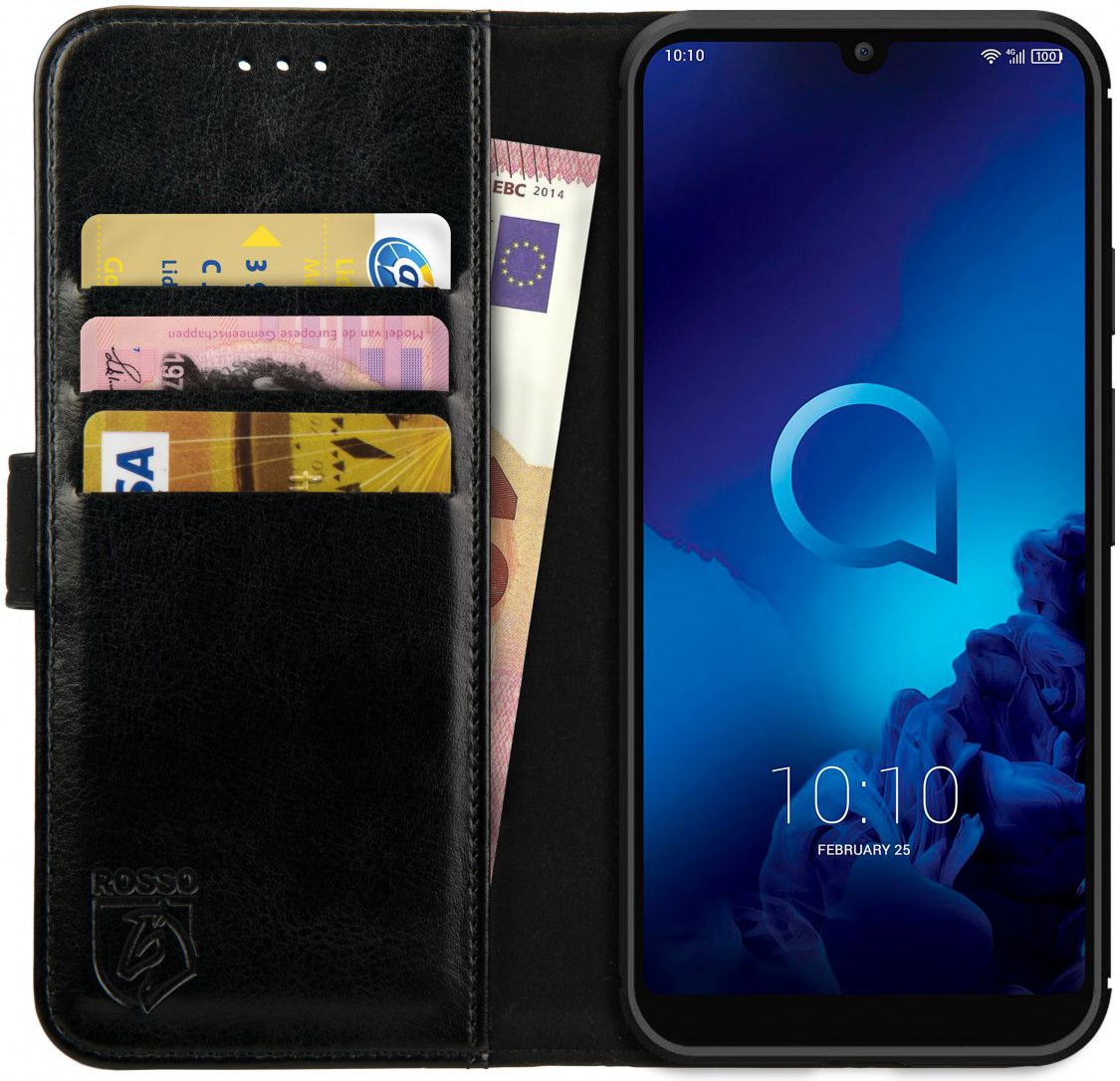 Rosso Element Alcatel 3 (2019) Hoesje Book Cover Zwart afbeelding 1